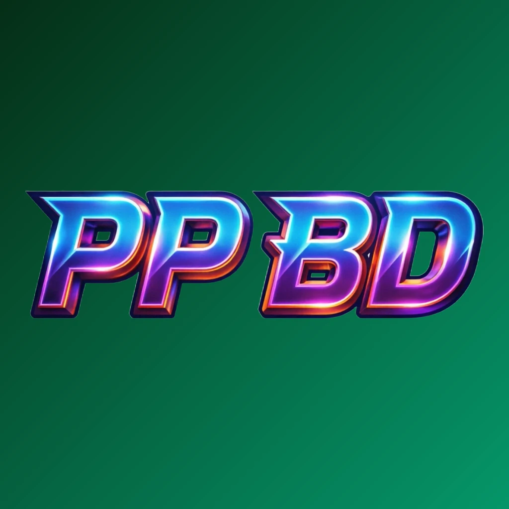 Bold 3D gaming logo with the text 'PP BD' in energetic colors, featuring a modern esports-inspired horizontal wordmark design with a transparent background, ideal for website headers Bold 3D gaming logo with the text 'PP BD' in energetic colors, featuring a modern esports-inspired horizontal wordmark design with a transparent background, ideal for website headers